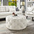 Alzbeta Linen Allover Tufted Round Cocktail Ottoman - Cream White