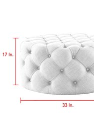 Alzbeta Linen Allover Tufted Round Cocktail Ottoman