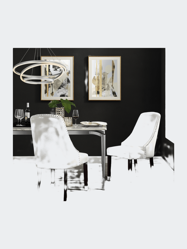 Armless Dining Chair - Velvet - White/Silver
