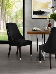 Armless Dining Chair - Velvet - Black