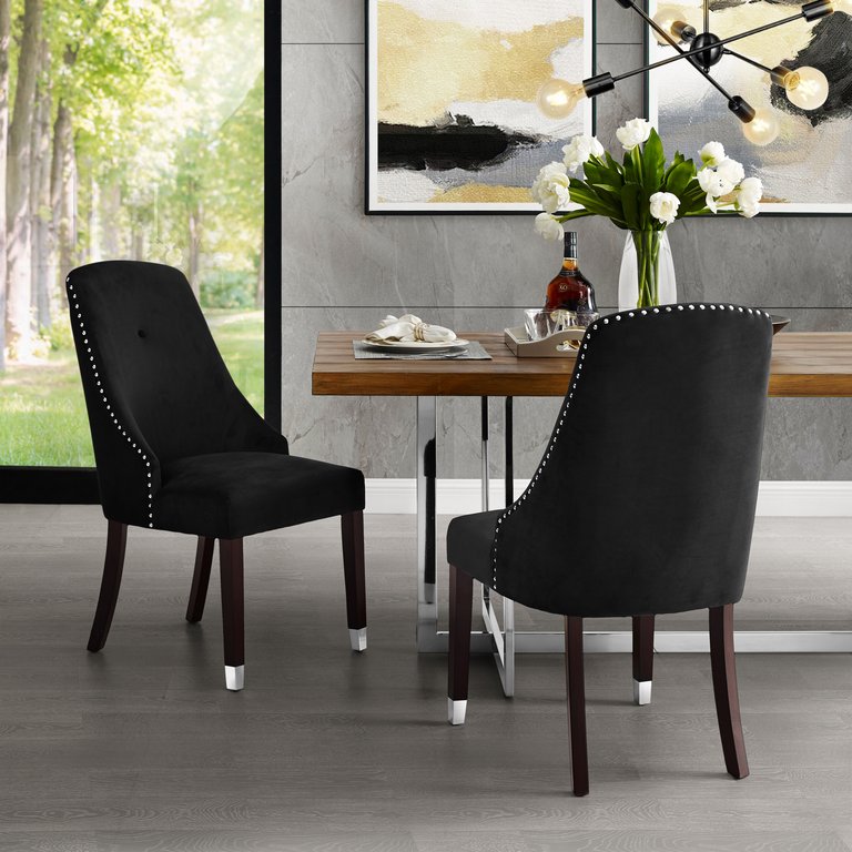 Armless Dining Chair - Velvet - Black
