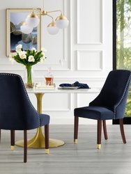 Armless Dining Chair - Velvet - Navy/Gold