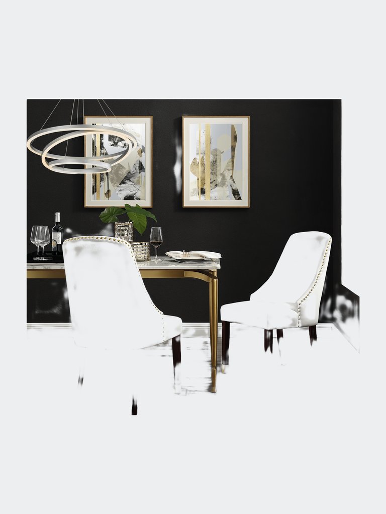 Armless Dining Chair - Velvet - White/Gold