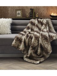 Avani Knit Throw Blanket - Brown - Faux Cheetah