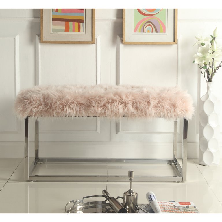 Camilla Bench, Faux Fur - Rose