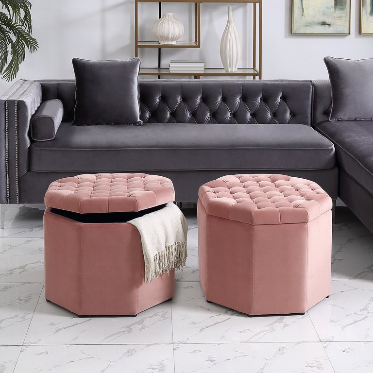 Gabriella Storage Ottoman - Blush