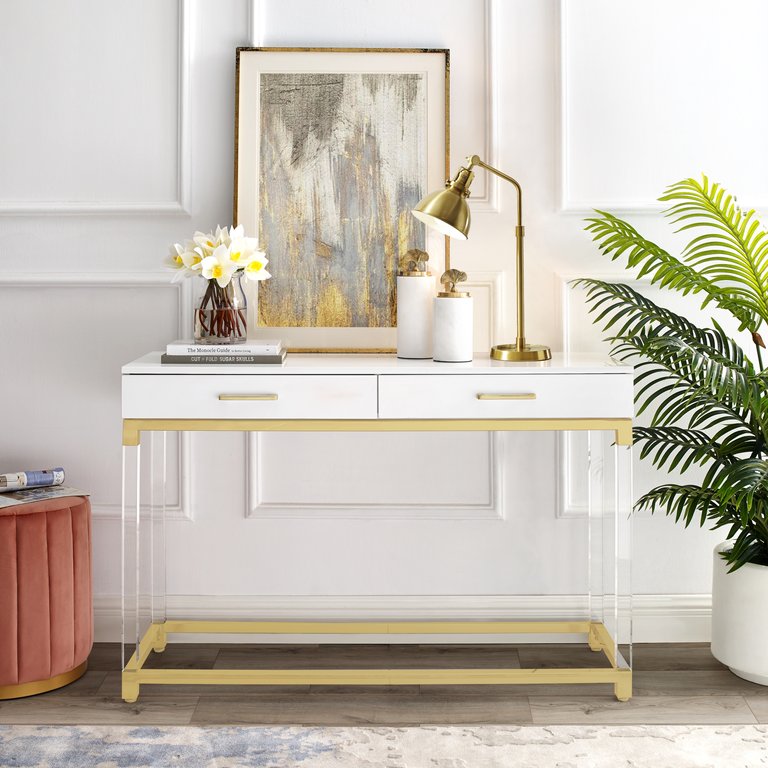 Jerome Console Table - White/Gold