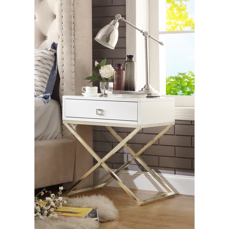 Jesse Side Table - White/Gold