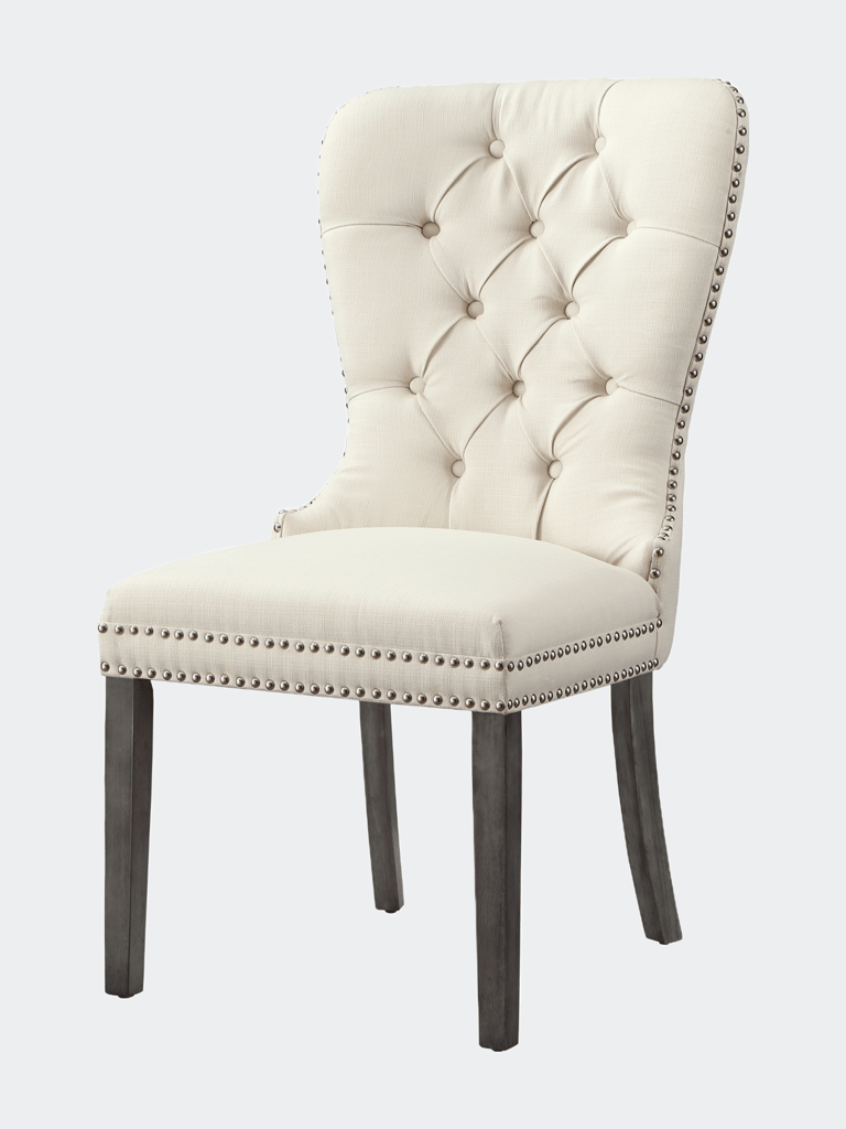 Linen Ring Handle Nailhead Dining Chair