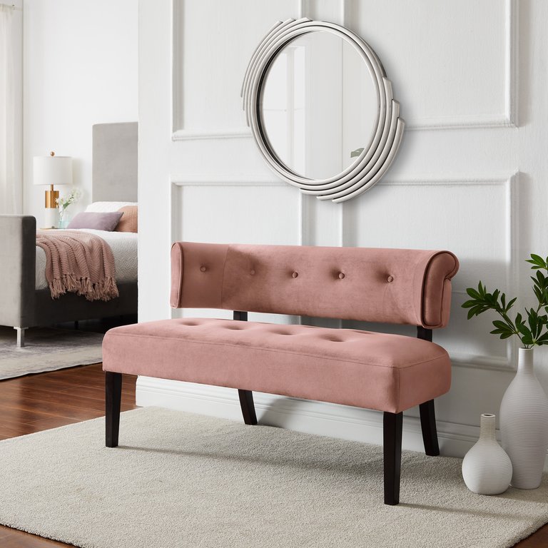 Livia Velvet Bench - Blush