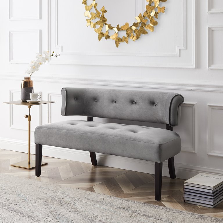 Livia Velvet Bench - Grey