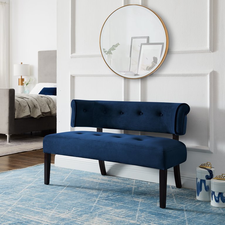 Livia Velvet Bench - Navy