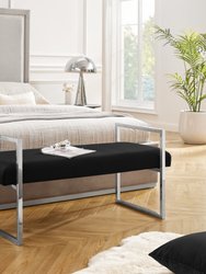 Madelyne Upholstered Bench - Black/Chrome Velvet