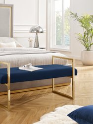 Madelyne Upholstered Bench - Navy/Gold Velvet
