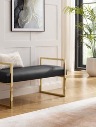 Madelyne Upholstered Bench - Black/Gold PU Leather