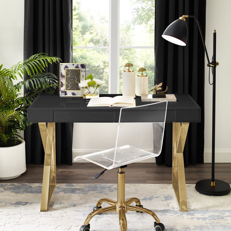 Markee Writing Desk - Black/Gold