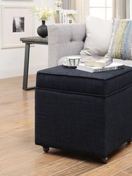 Martina Linen Or Velvet Hidden Storage Ottoman - Black