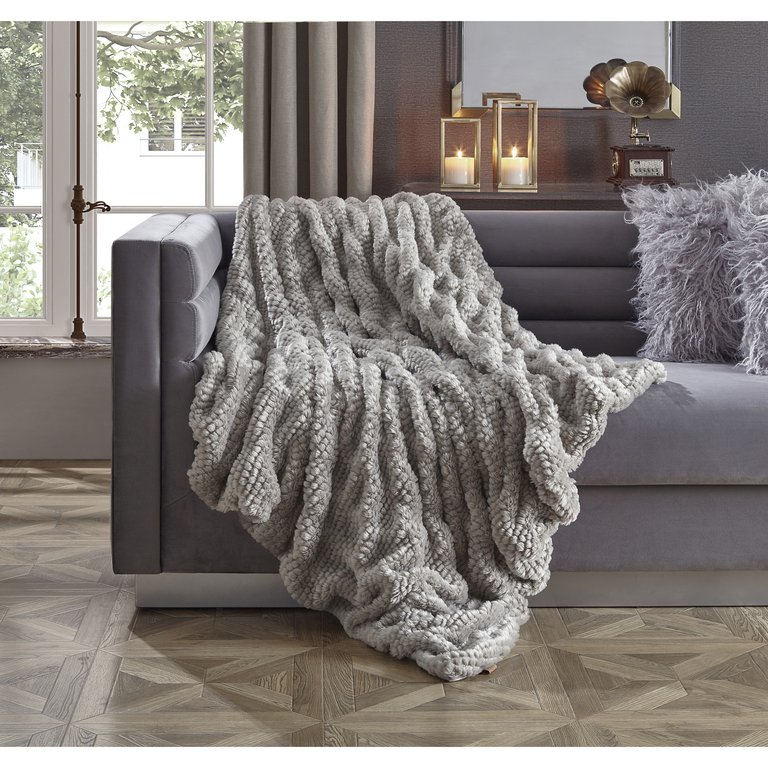 Noelia Knit Throw Blanket - Grey