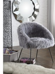 Pamela Accent Chair, Faux Fur - Grey