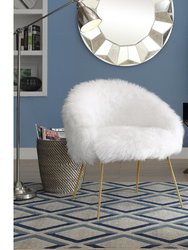 Pamela Accent Chair, Faux Fur - White