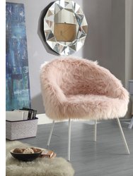 Pamela Accent Chair, Faux Fur - Rose
