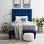 Telford Beige Linen Twin Size Platform Bed - Navy