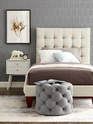 Telford Beige Linen Twin Size Platform Bed - Beige