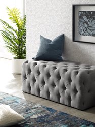 Walterly Linen Allover Tufted Bench - Light Grey