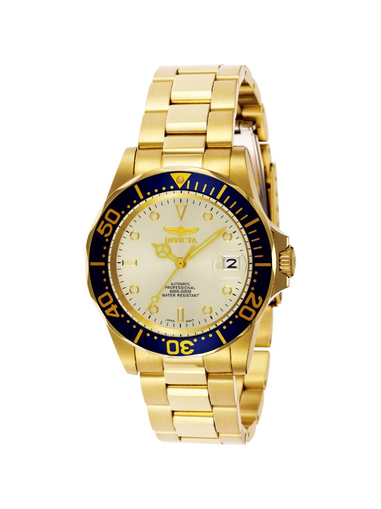 Invicta Mens Pro Diver 9743 Gold Stainless-Steel Plated Automatic Self Wind Diving Watch - Gold