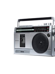 Retro Rocker Portable Retro-Style Compact Boombox - Silver