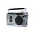 Retro Rocker Portable Retro-Style Compact Boombox - Silver