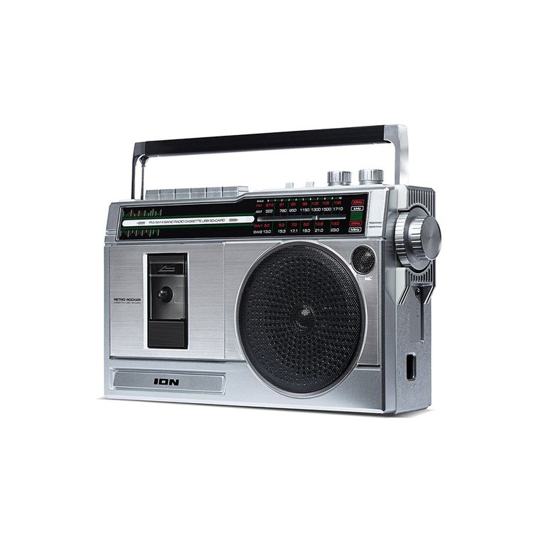 Retro Rocker Portable Retro-Style Compact Boombox - Silver