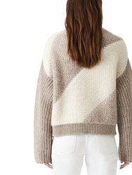 Arzel Two-Tone Round-Neck Sweater