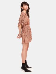 Buoux Metallic Ruffle V-Neck Mini Dress