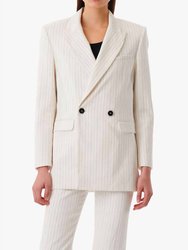 Edda Striped Suit Jacket - Off White/Black