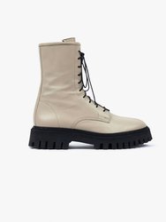 Kosmic Lace-Up Leather Boots - Beige