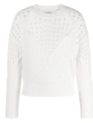 Nives Cotton Engineered Stitch Sweater In White