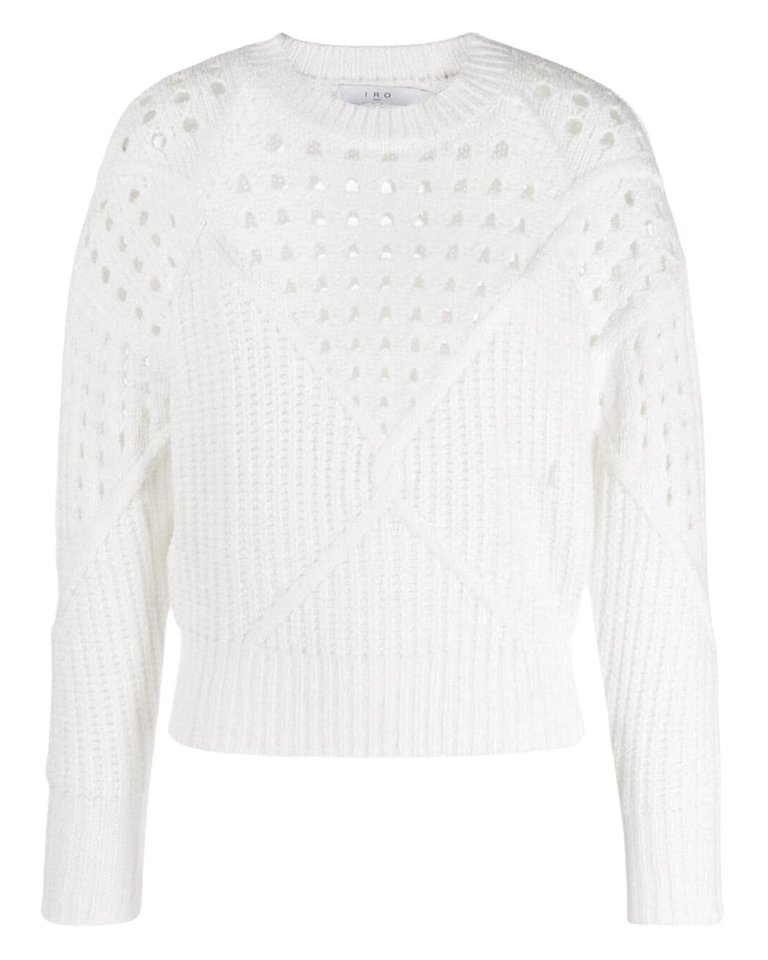 Nives Cotton Engineered Stitch Sweater In White