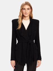 Summy Tie Belt Jacket  - Black