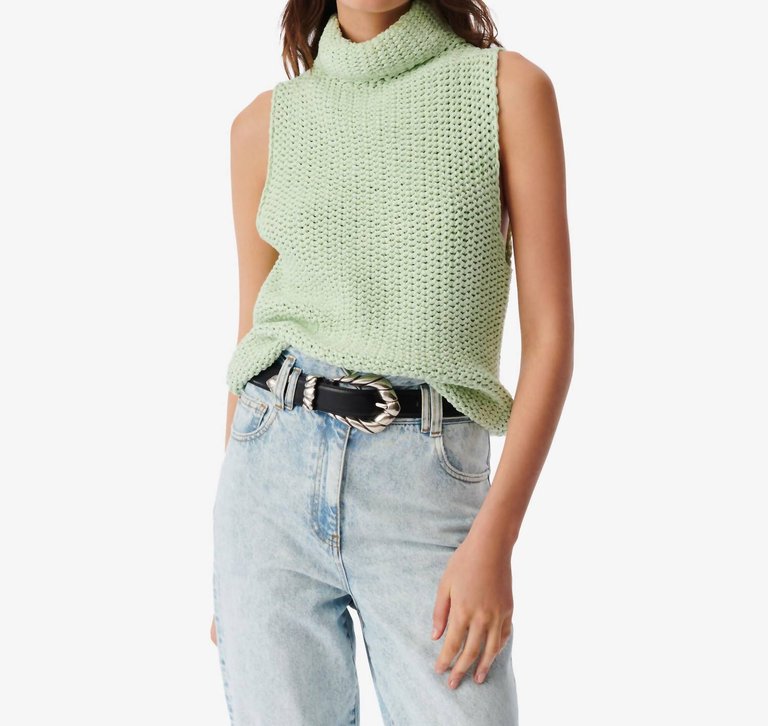 Uliva Stand-Up Collar Tank Top - Light Green