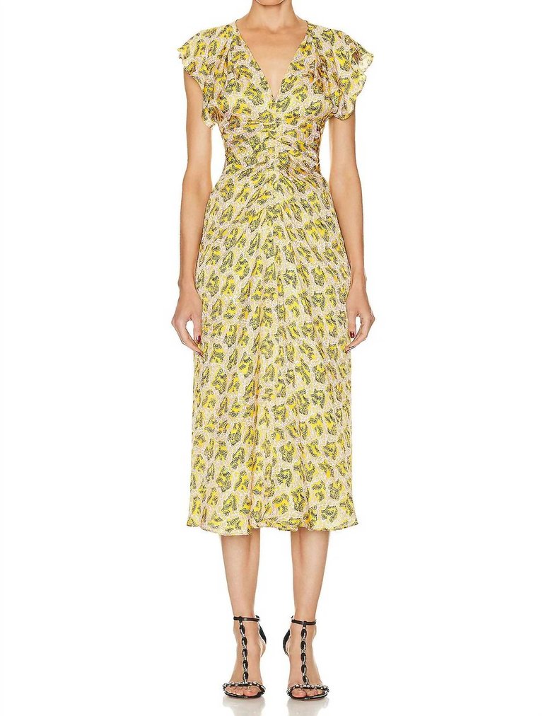 Lyndsay Printed Flou Dress In Sunshine - Sunshine