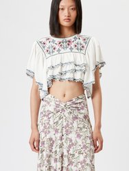 Sana Embroidered Crop Top (Final Sale) - White