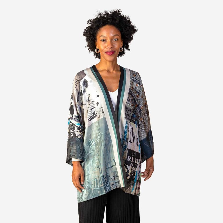 Aspen Silk Kimono Robe - Multi