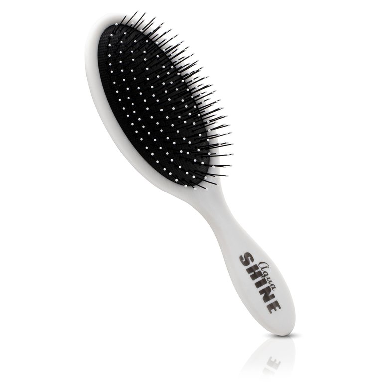 AquaShine Wet & Dry Soft-Touch Paddle Hair Brush - White