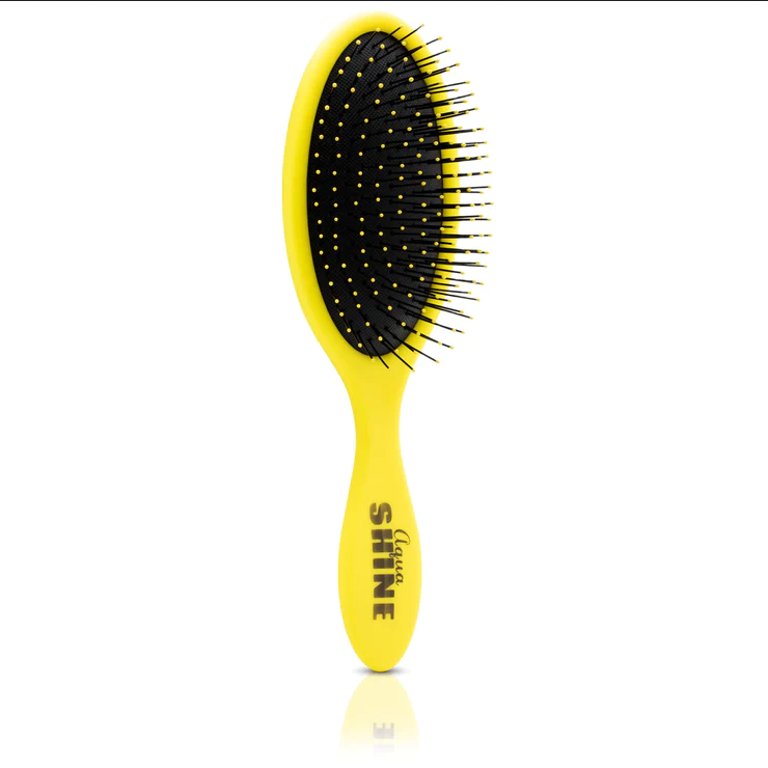 AquaShine Wet & Dry Soft-Touch Paddle Hair Brush - Yellow