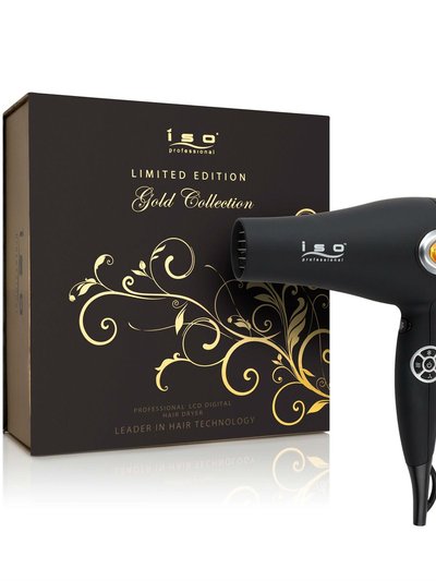 ISO Beauty Digital 1875W Pro Ionic Hair Dryer With LCD Digital Display - Gold Collection product