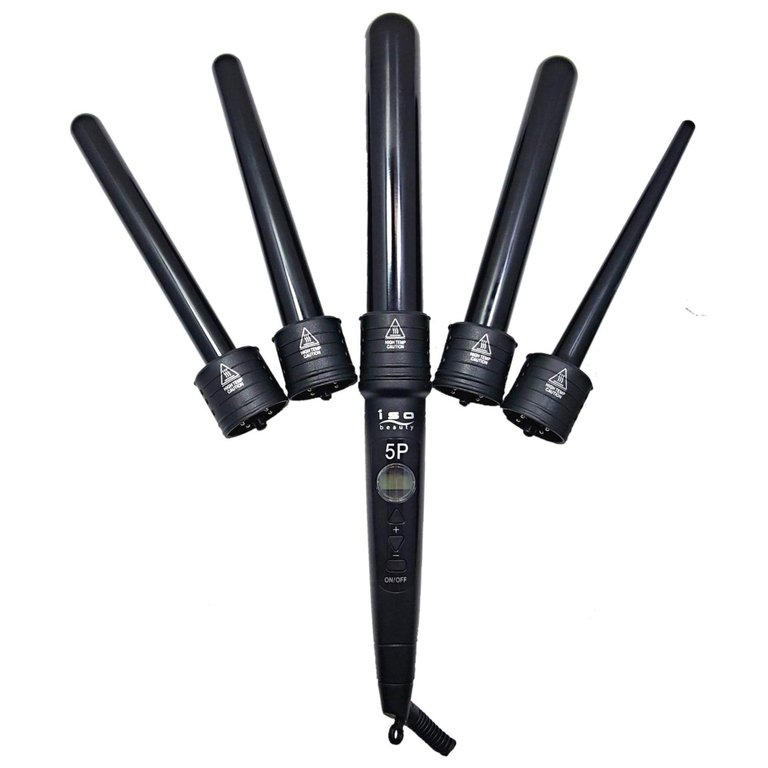 The 5P 5-In-1 Digital Pro Interchangeable Ceramic Curling Wand Set