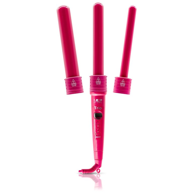 Trio 3-In-1 Interchangeable Professional Tourmaline-Infused Ceramic Curling Set - Pink
