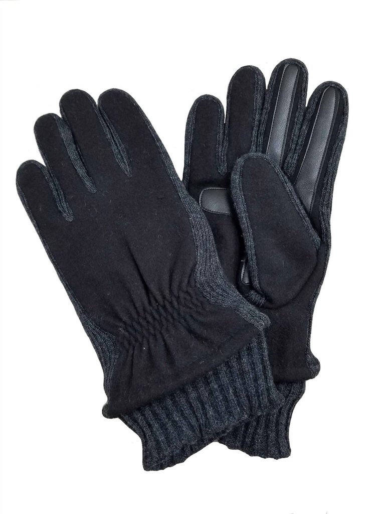 Men's Smarttouch Wool Glove With Knit Cuff Thermaflex In Black - Black