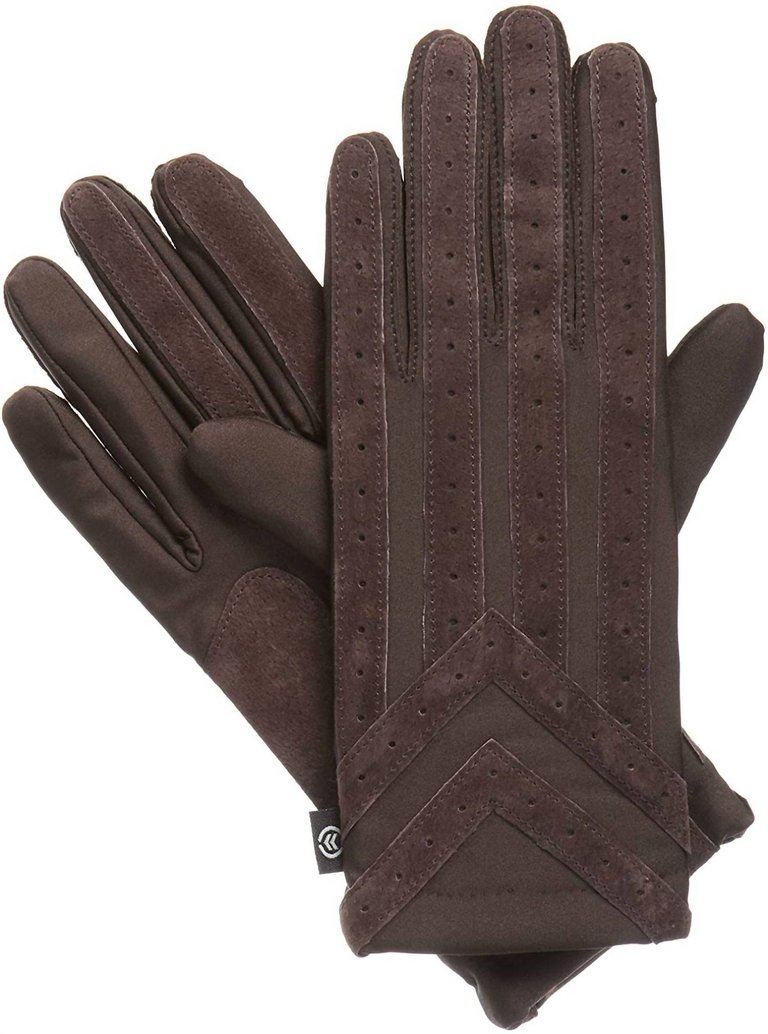 Signature Men's Gloves, Spandex Stretch With Warm Knit Lining In Brown - Brown